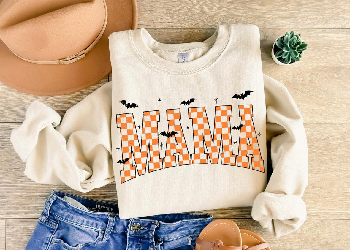 Checkered Halloween mama sweatshirt