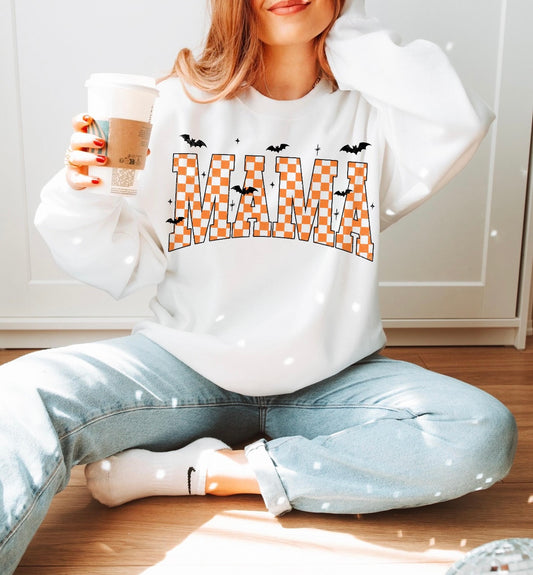 Checkered Halloween mama sweatshirt