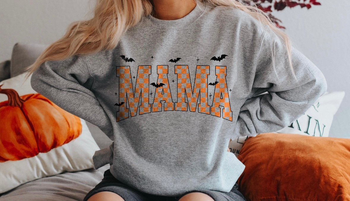 Checkered Halloween mama sweatshirt